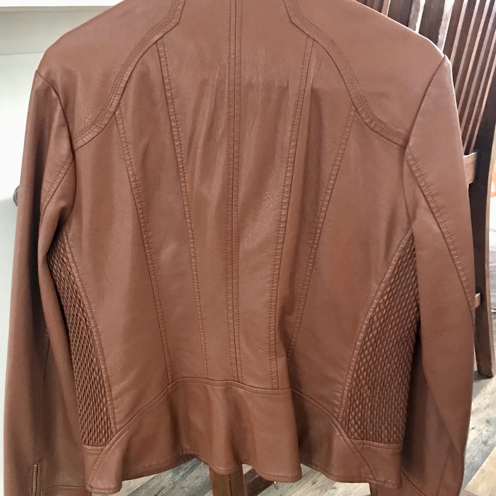 GUESS Women's Brown faux Leather Jacket - Picture 2 of 3